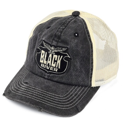 Casquette - Black River Eagle Washed Trucker (noir/crème)