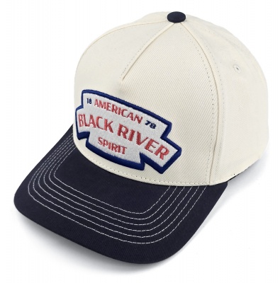 Casquette - Black River Nashville Cotton Snapback (blanc cassé/bleu marine)