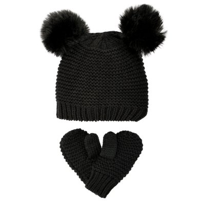 Bonnet et Mitaines Enfants - Gårda Målilla Knitted Set (noir)