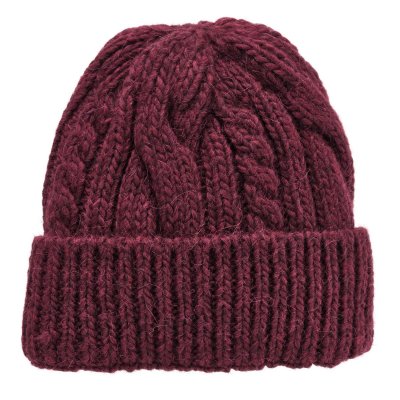 Bonnet - Gårda Bormio Cable Knit Wool Mix Beanie (bourgogne)