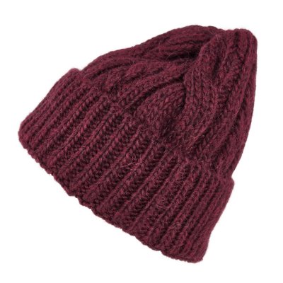 Bonnet - Gårda Bormio Cable Knit Wool Mix Beanie (bourgogne)