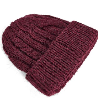 Bonnet - Gårda Bormio Cable Knit Wool Mix Beanie (bourgogne)