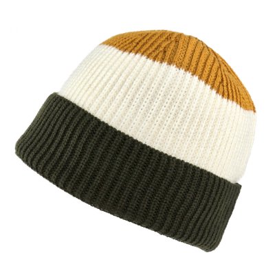 Bonnet - Gårda Courchevel Merino Wool Beanie (vert/écru/moutarde)