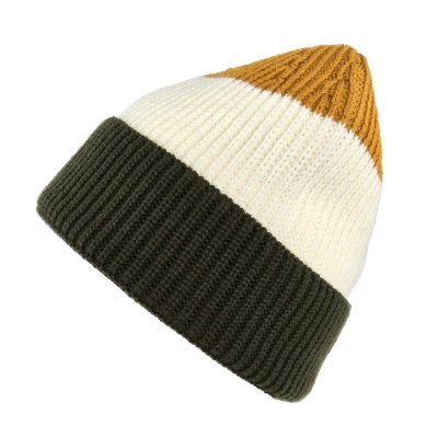 Bonnet - Gårda Courchevel Merino Wool Beanie (vert/écru/moutarde)