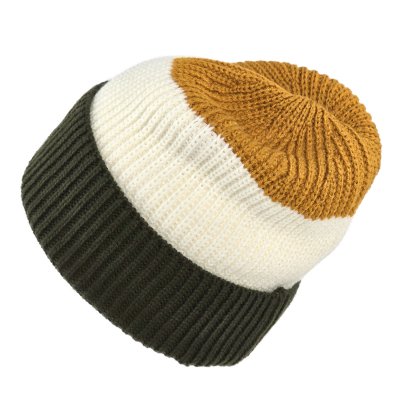 Bonnet - Gårda Courchevel Merino Wool Beanie (vert/écru/moutarde)