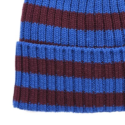 Bonnet - Gårda Davos Striped Merino Wool Beanie (bordeaux/bleu)