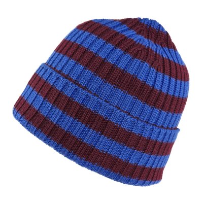 Bonnet - Gårda Davos Striped Merino Wool Beanie (bordeaux/bleu)