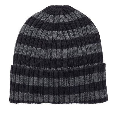 Bonnet - Gårda Davos Striped Merino Wool Beanie (gris/noir)