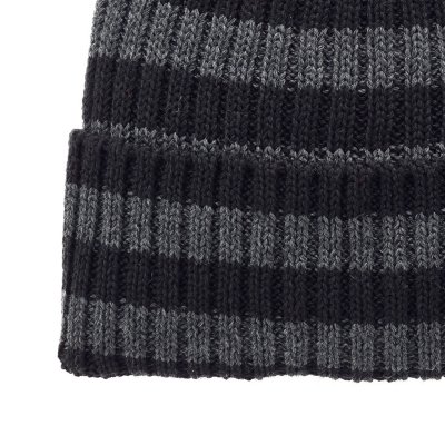 Bonnet - Gårda Davos Striped Merino Wool Beanie (gris/noir)