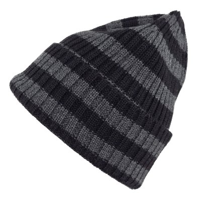 Bonnet - Gårda Davos Striped Merino Wool Beanie (gris/noir)