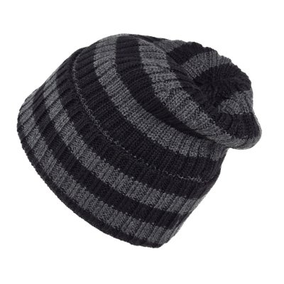 Bonnet - Gårda Davos Striped Merino Wool Beanie (gris/noir)
