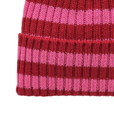 Bonnet - Gårda Davos Striped Merino Wool Beanie (rouge/rose)