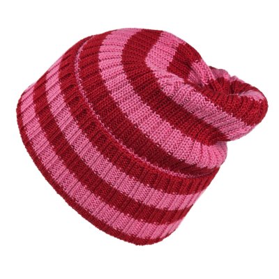 Bonnet - Gårda Davos Striped Merino Wool Beanie (rouge/rose)