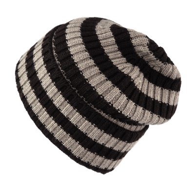Bonnet - Gårda Davos Striped Merino Wool Beanie (marron/beige)