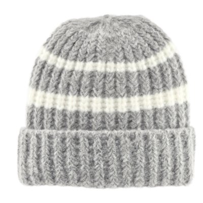 Bonnet - Gårda Les Deux Alpes Striped Merino Mix Beanie (gris/blanc)