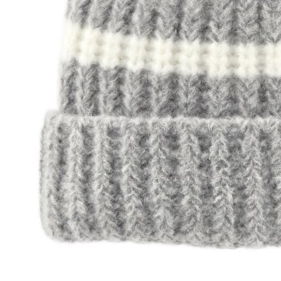 Bonnet - Gårda Les Deux Alpes Striped Merino Mix Beanie (gris/blanc)