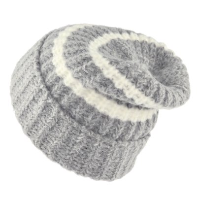 Bonnet - Gårda Les Deux Alpes Striped Merino Mix Beanie (gris/blanc)