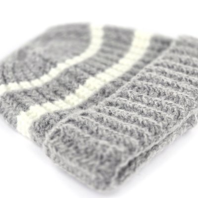 Bonnet - Gårda Les Deux Alpes Striped Merino Mix Beanie (gris/blanc)