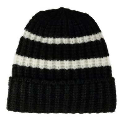 Bonnet - Gårda Les Deux Alpes Striped Merino Mix Beanie (noir/blanc)