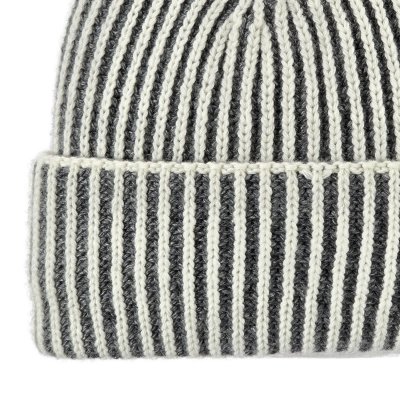 Bonnet - Gårda Megève Striped Cashmere Mix Beanie (gris/blanc)