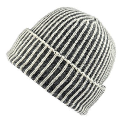 Bonnet - Gårda Megève Striped Cashmere Mix Beanie (gris/blanc)