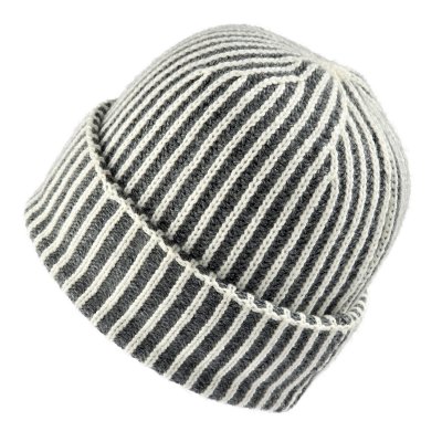 Bonnet - Gårda Megève Striped Cashmere Mix Beanie (gris/blanc)