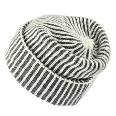 Bonnet - Gårda Megève Striped Cashmere Mix Beanie (gris/blanc)
