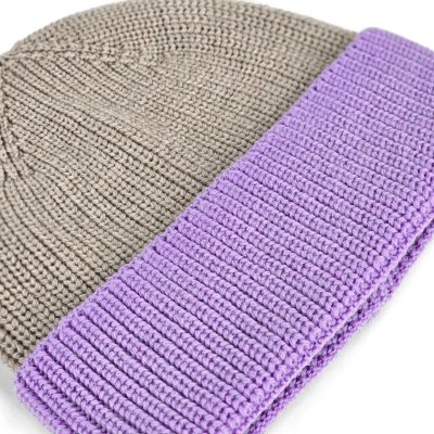 Bonnet - Gårda St. Moritz Merino Wool Beanie (violet/beige)