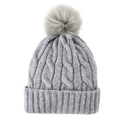 Bonnet - Gårda Saas-Fee Cable Knit Wool Mix Beanie (gris)