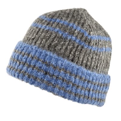 Bonnet - Gårda Verbier Striped Wool Mix Beanie (gris/bleu)