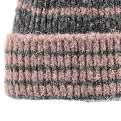 Bonnet - Gårda Verbier Striped Wool Mix Beanie (gris/rose)