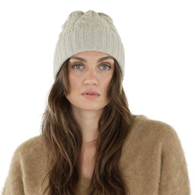 Bonnet - Gårda Villars Cable Knit Wool Mix Beanie (beige)