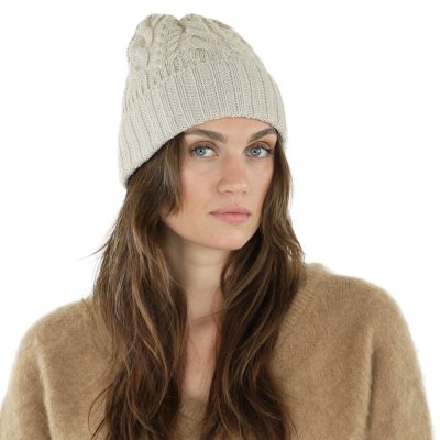 Bonnet - Gårda Villars Cable Knit Wool Mix Beanie (beige)