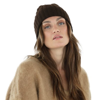 Bonnet - Gårda Villars Cable Knit Wool Mix Beanie (brun)