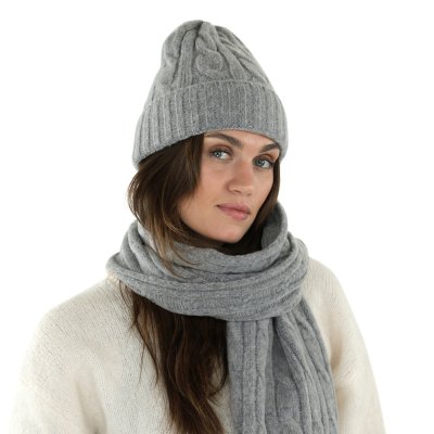 Bonnet - Gårda Bad Gastein Cable Knit Wool Mix Beanie (gris)