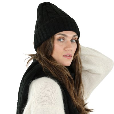 Bonnet - Gårda Bad Gastein Cable Knit Wool Mix Beanie (noir)