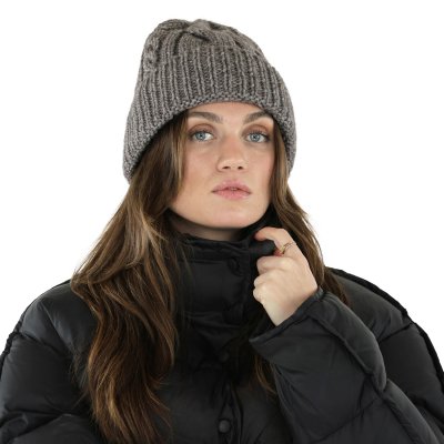 Bonnet - Gårda Bormio Cable Knit Wool Mix Beanie (gris/beige)