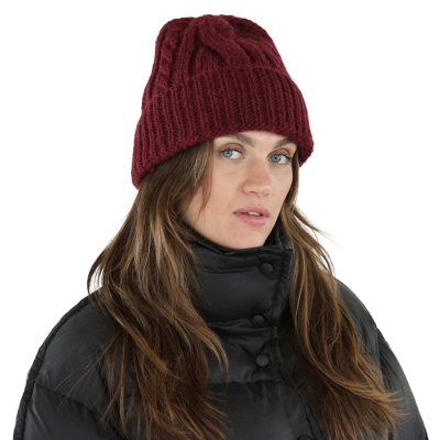 Bonnet - Gårda Bormio Cable Knit Wool Mix Beanie (bourgogne)