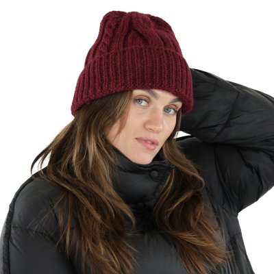 Bonnet - Gårda Bormio Cable Knit Wool Mix Beanie (bourgogne)