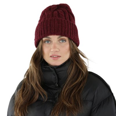 Bonnet - Gårda Bormio Cable Knit Wool Mix Beanie (bourgogne)
