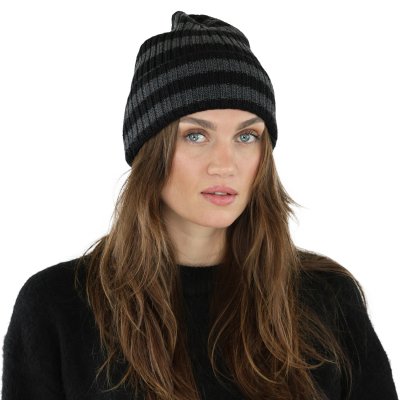 Bonnet - Gårda Davos Striped Merino Wool Beanie (gris/noir)