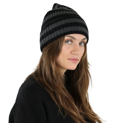 Bonnet - Gårda Davos Striped Merino Wool Beanie (gris/noir)