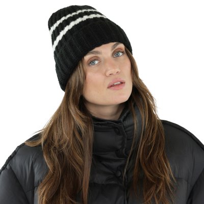 Bonnet - Gårda Les Deux Alpes Striped Merino Mix Beanie (noir/blanc)