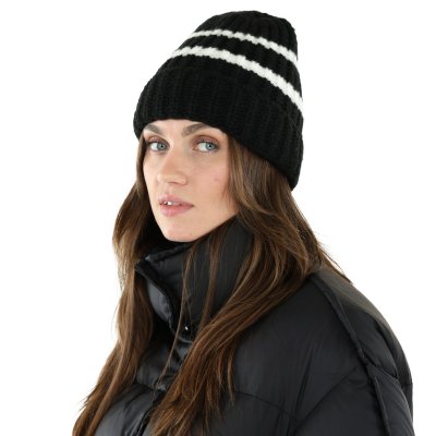 Bonnet - Gårda Les Deux Alpes Striped Merino Mix Beanie (noir/blanc)