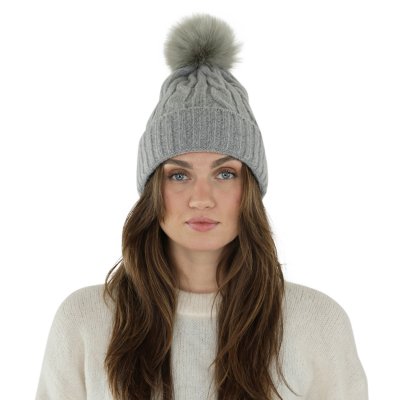 Bonnet - Gårda Saas-Fee Cable Knit Wool Mix Beanie (gris)