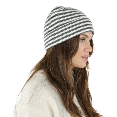 Bonnet - Gårda Saint-Gervais Striped Wool Mix Beanie (gris foncé/blanc)