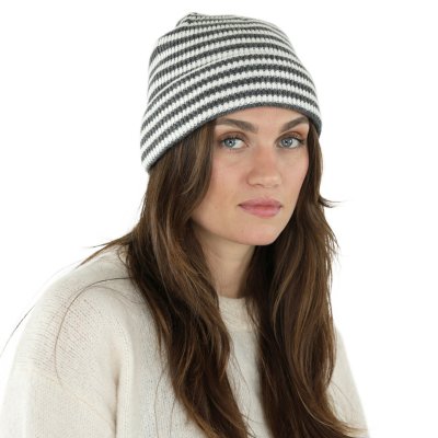 Bonnet - Gårda Saint-Gervais Striped Wool Mix Beanie (gris foncé/blanc)