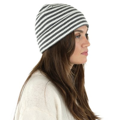 Bonnet - Gårda Saint-Gervais Striped Wool Mix Beanie (gris foncé/blanc)