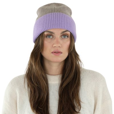Bonnet - Gårda St. Moritz Merino Wool Beanie (violet/beige)