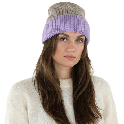 Bonnet - Gårda St. Moritz Merino Wool Beanie (violet/beige)